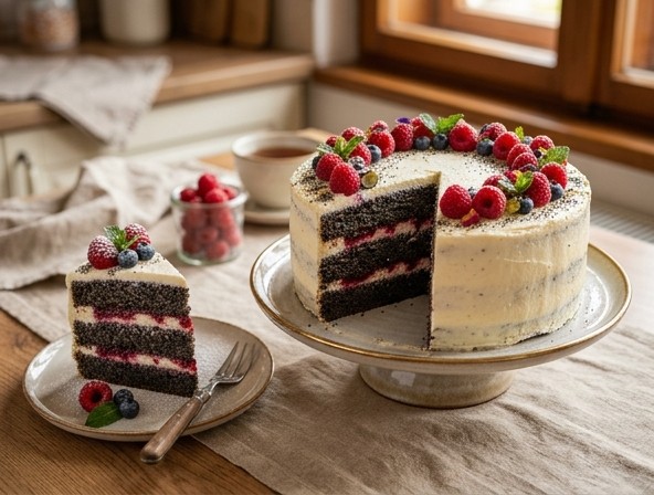 Torta sa makom i malinama