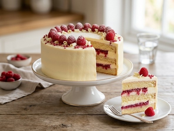 Torta sa malinama i belom čokoladom